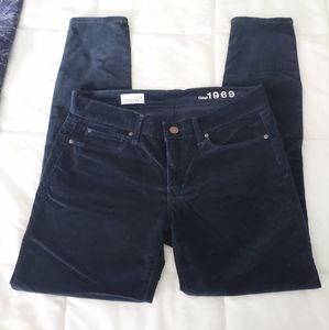 EUC Gap blue velvet legging jean, 27 petite